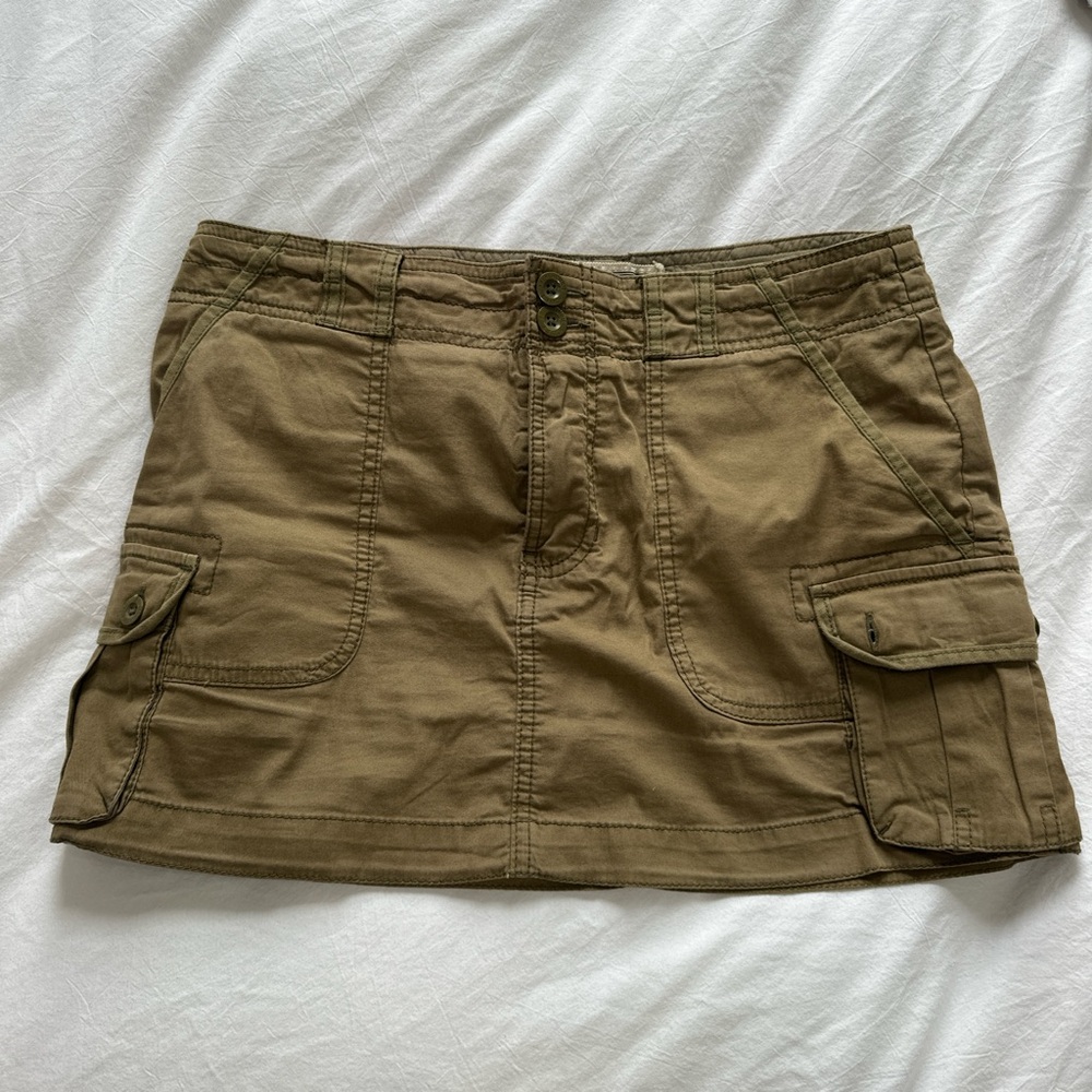 Abercrombie & Fitch Olive Green Mini Cargo Skirt with Pockets